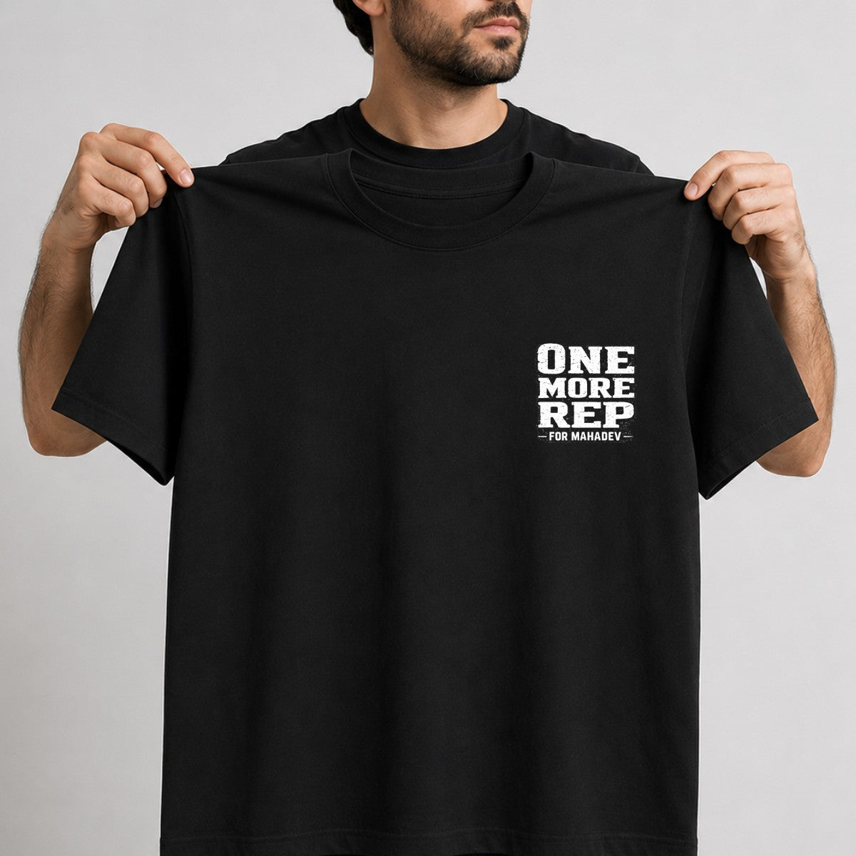 ONE MORE REP Oversized Gym T-Shirt for Men - 220 GSM Beast Mode | Code: OMR220