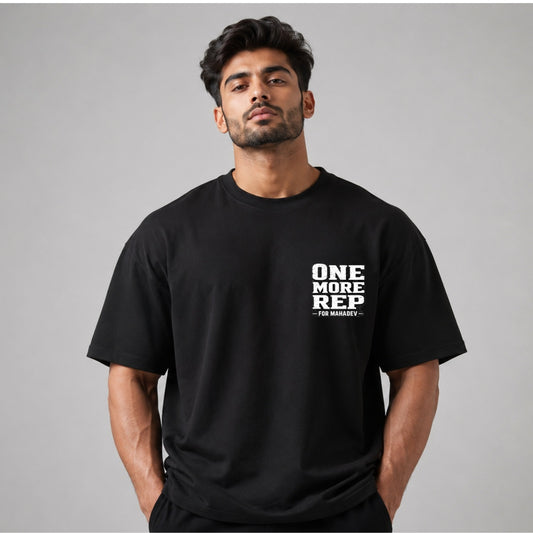 ONE MORE REP Oversized Gym T-Shirt for Men - 220 GSM Beast Mode | Code: OMR220